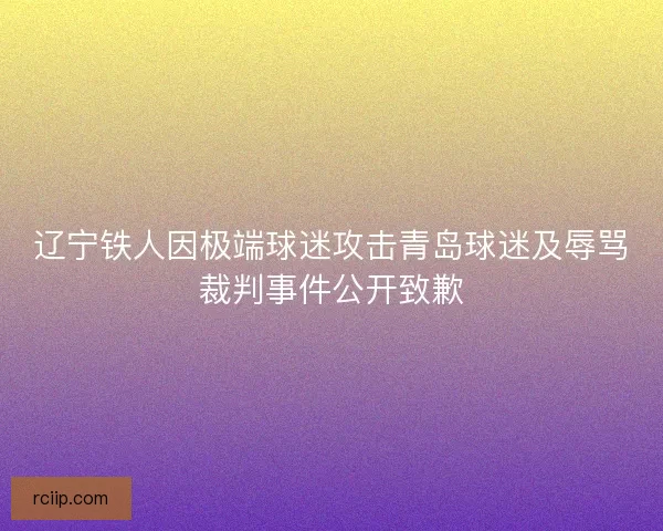 辽宁铁人因极端球迷攻击青岛球迷及辱骂裁判事件公开致歉
